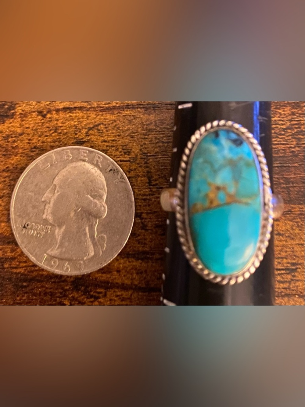Kingman Turquoise Ring Set In 925 Sterling Silver Size 8 R13 - Picture 5 of 7